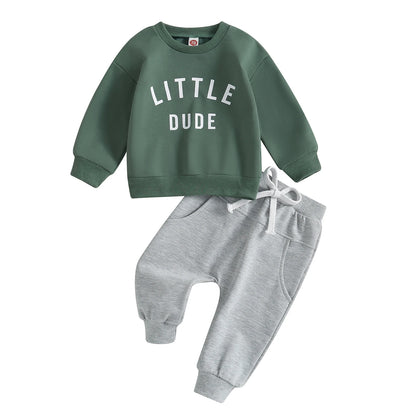 Citgeett Autumn Toddler Boys Fall Outfits Letter Print Long Sleeve Sweatshirts and Pants Spring Clothes Set