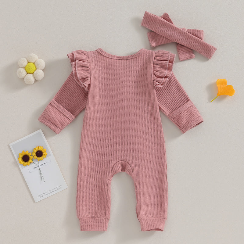 2023-11-02 Lioraitiin 0-12M Newborn Infant Baby Girl Clothes Ruffle Zipper Romper Long Sleeve Jumpsuit Fall Winter Clothes