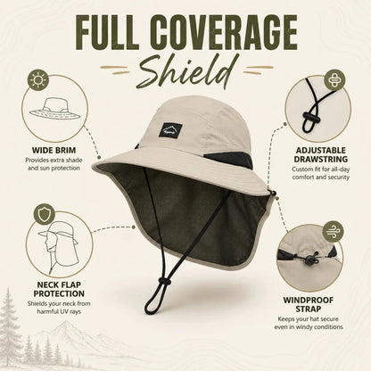 Summer wide brim waterproof quick-drying Panama hat, outdoor sun hat, bucket hat, mesh breathable sun hat, men's sports hiking hat, suitable for outdoor fishing, hiking and camping unisex