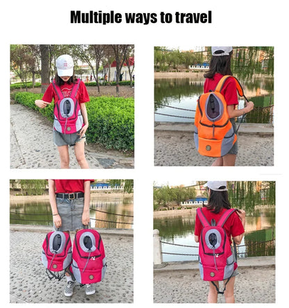 New Dog Pet Backpack Carrier Travel Bag Front Pack Breathable Adjustable with Safety Reflective Strips for Hiking Outdoor Cats