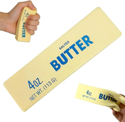4oz Butter Squishy Toy - Salted Butter Design Stress Relief Fidget for Adults, Realistic Sensory Squishies for Desk Decor & Anxiety Relief, Funny Food-Themed Office Gift, 1PC