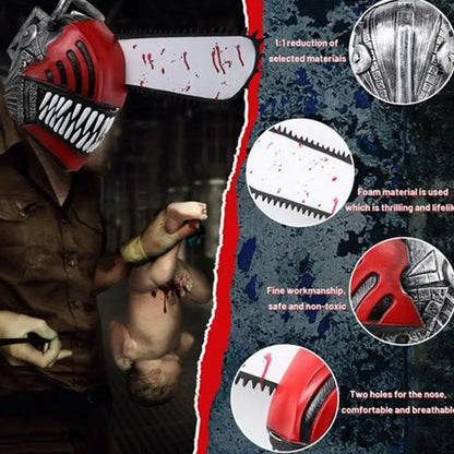 Horror Comics Chainsaw Man Latex Headset April Fool's Day Halloween Role Playing Mask Cosplay terror Headgear Mask Decor props
