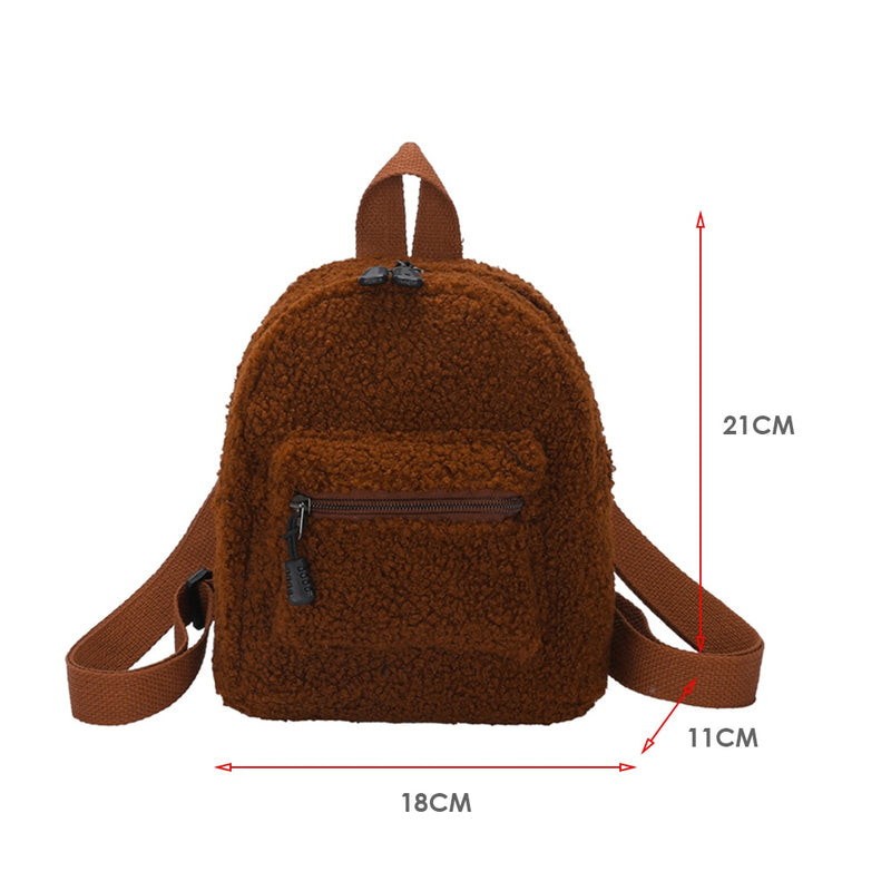 Portable Children Travel Shopping Rucksacks Casual Autumn Winter Lamb Fleece Women's Bagpack Cute Bear Shaped Shoulder Backpack