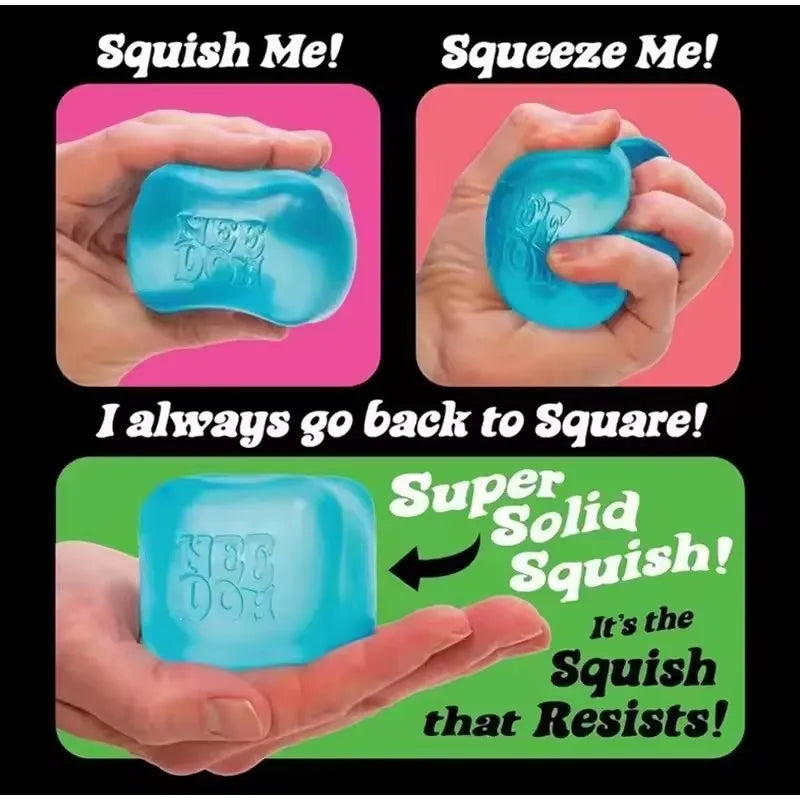 Ice Cube Squishy Fidget Toy, Soft Resilient Stress Relief Squeeze Cube Toy, Automatic Rebound Sensory Anxiety Relief Toy, Non-Toxic Portable Desk Fidget Nee Doh Cube for Kids Adults Classroom Office Relax Gift Random Multicol