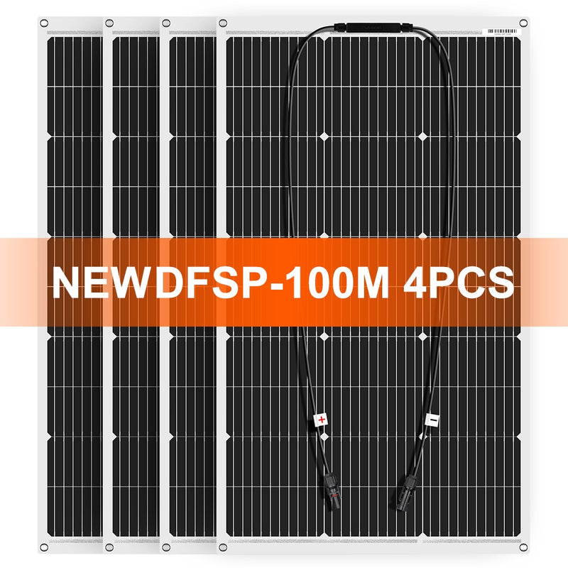 DOKIO 18V 16V 100W Flexible Solar Panels 300W Waterproof Monocrystalline Solar Panel Camping RV Home Charge 12V DFSP-100M