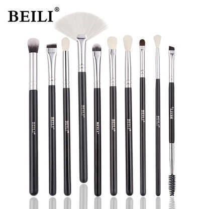 BEILI Goat Makeup Brush Set Eyeshadow Makeup Brushes Professional Foundation Blending Eyebrow Fan Blush