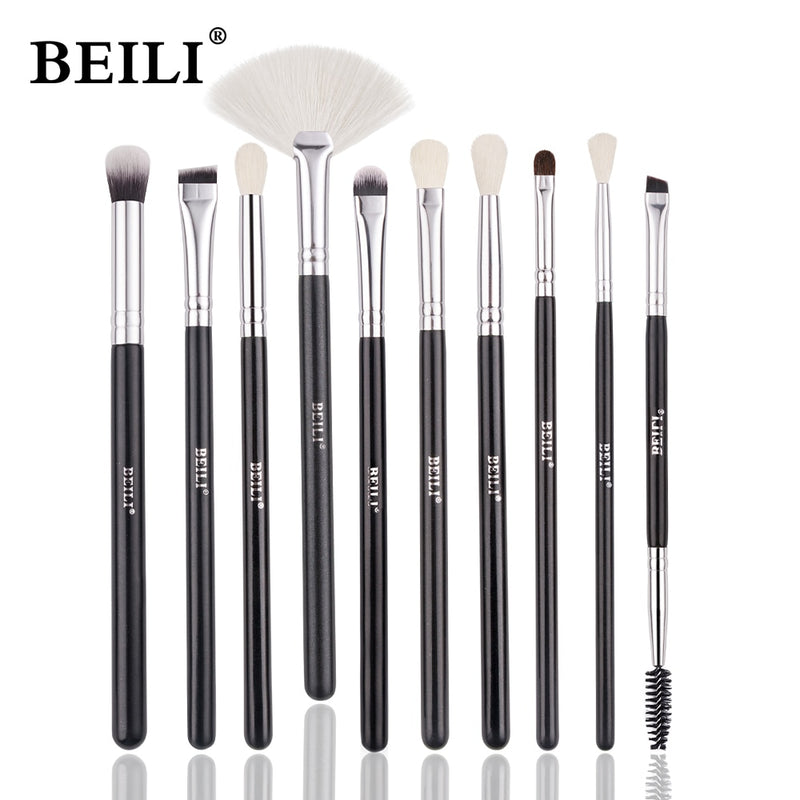 BEILI Goat Makeup Brush Set Eyeshadow Makeup Brushes Professional Foundation Blending Eyebrow Fan Blush