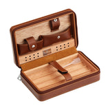 GALINER Cigar Humidor Case Charuto Cedar Wood Leather Travel Humidor Humidifier Set Gift Box (Without Lighter Cutter)