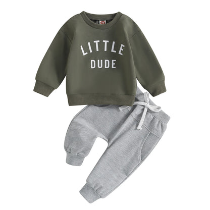 Citgeett Autumn Toddler Boys Fall Outfits Letter Print Long Sleeve Sweatshirts and Pants Spring Clothes Set