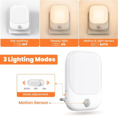 LED Motion Sensor Night Lights for Kids Bedroom Auto Dusk to Dawn Sensor Dimmable Wireless Cabinet Lamp