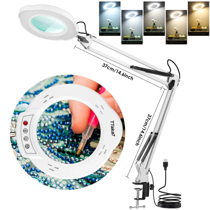 72LED 8X/10X NEW Illuminated Magnifier USB 3 Colors LED Magnifying Glass for Soldering Iron Repair/Table Lamp/Skincare Beauty