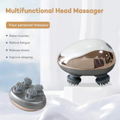 Electric Scalp Massager Silicone Head Scalp Kneading Vibration Device 6 Mode for Hair Growth Stress Relax Waterproof Massageador