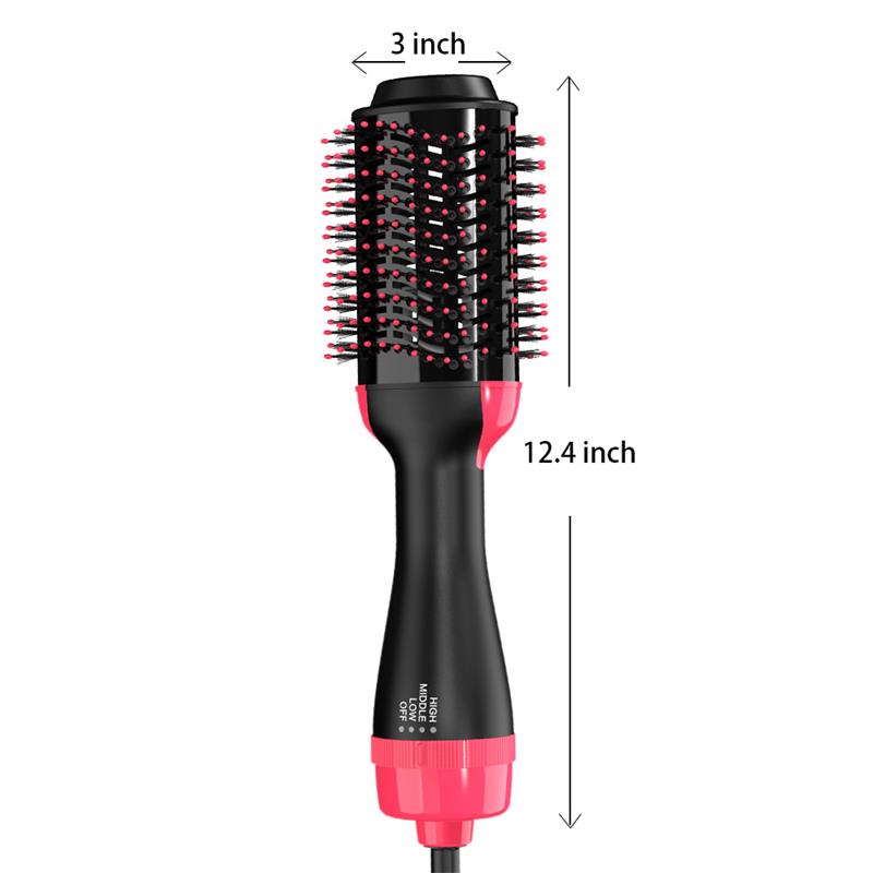 LISAPRO Hot Air Brush One-Step Hair Dryer Volumizer 1000W Blow Dryer Soft Touch Pink Hair Curler Straightener