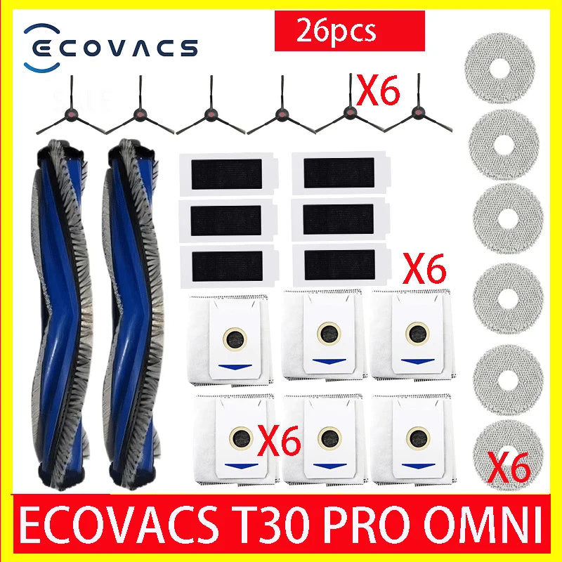 ECOVACS T30 PRO OMNI / T30S PRO / YEEDI M12 Pro+ Robot Vaccum Replacement Parts Dust Bag Main Side Brush Filter Mop Accessories