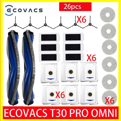 ECOVACS T30 PRO OMNI / T30S PRO / YEEDI M12 Pro+ Robot Vaccum Replacement Parts Dust Bag Main Side Brush Filter Mop Accessories