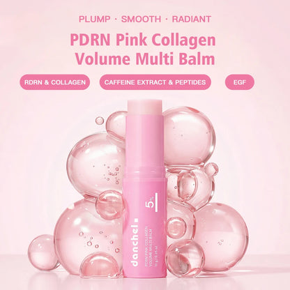 PDRN Pink Collagen Volumer Multi Balm Deep Hydration Plump Smooth Radiant Multi Collagen Stick for Cheeks Eyes Lips Neck Skincare