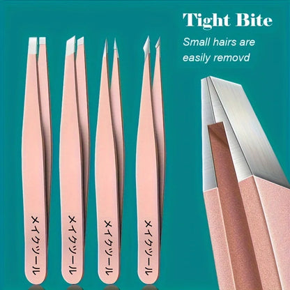 4pcs Set Professional Eyebrow Hair Removal Splinter Tweezers Set Perfect For Very Effortless and Relaxed to Remove