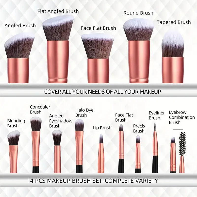 Professiona 14PCS Makeup Brushes Set  Soft Fluffy Foundation Blush Powder Eyeshadow Kabuki Blending Female Cosmetics Beauty Tool