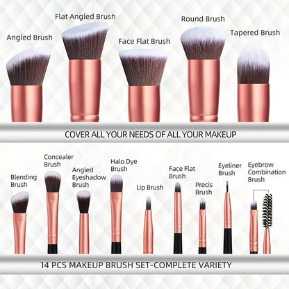 Professiona 14PCS Makeup Brushes Set  Soft Fluffy Foundation Blush Powder Eyeshadow Kabuki Blending Female Cosmetics Beauty Tool