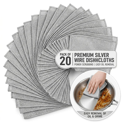 5/10/20Pcs Metal Wire Scouring Pads, Scratch‑Resistant Reusable Woven Cleaning Cloths Wet‑Dry Use For Pots Sink Stove Tableware Kitchen Use