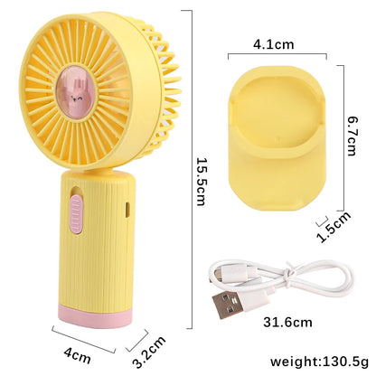 Handheld Fan Portable USB Rechargeable Fans Desk with Base Small Makeup Eyelash Cooler Dryer Women Outdoor Office Beauty Tools