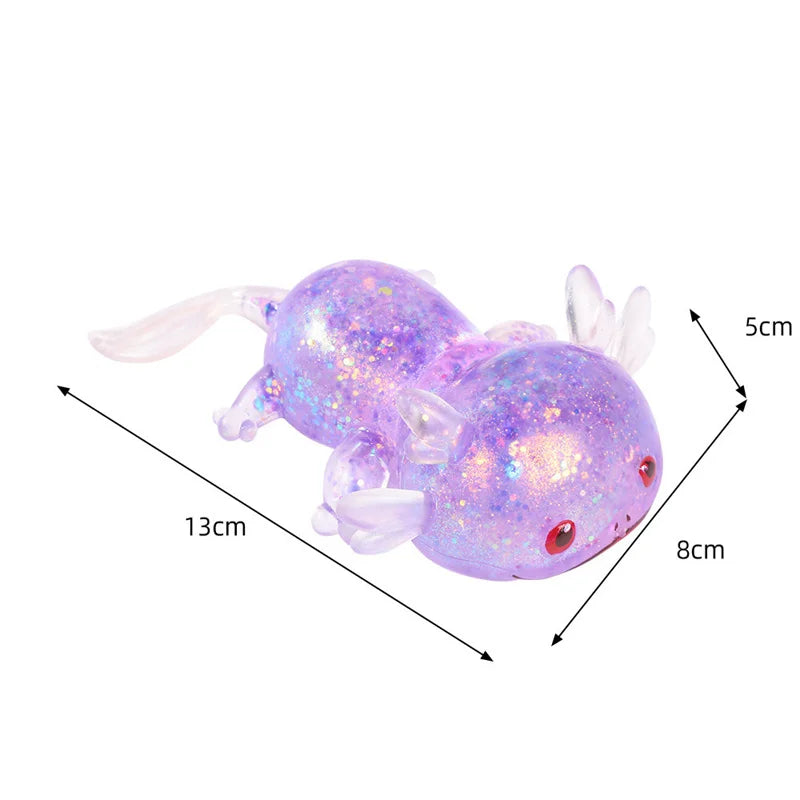 1/4PCS Squishy Stress Glitter Axolotl for Kids Adult Sugar Ball Stress Relief Birthday Party Favors Gift Easter Basket Filler