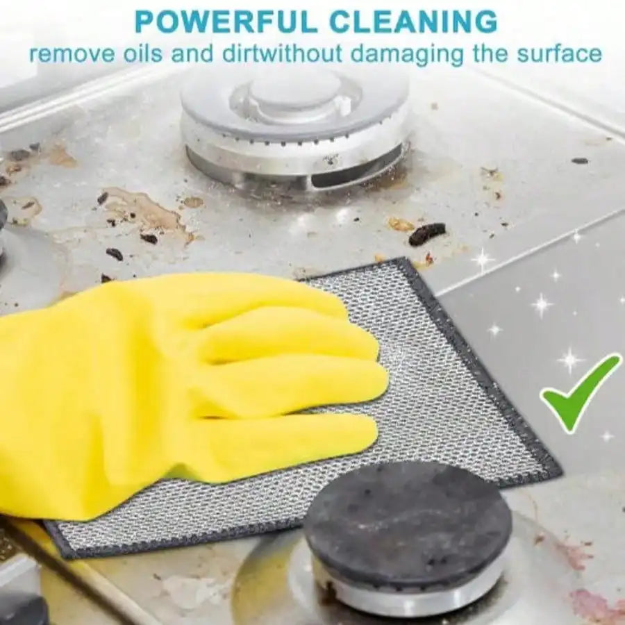 5/10/20Pcs Metal Wire Scouring Pads, Scratch‑Resistant Reusable Woven Cleaning Cloths Wet‑Dry Use For Pots Sink Stove Tableware Kitchen Use