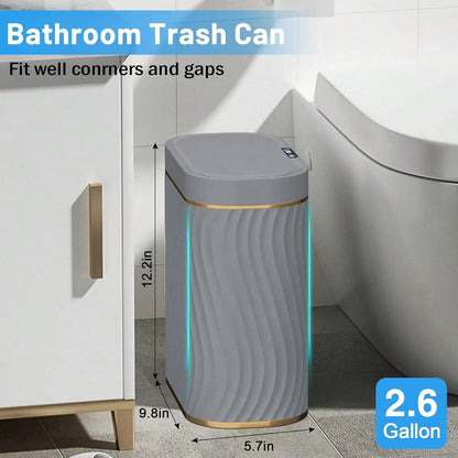 Smart Motion Sensor Trash Can, 2.6 Gallon Small Touchless Pop-Up Bin, Space Saving Waste Basket for Bathroom, Kitchen, Dorm & Bedroom, White