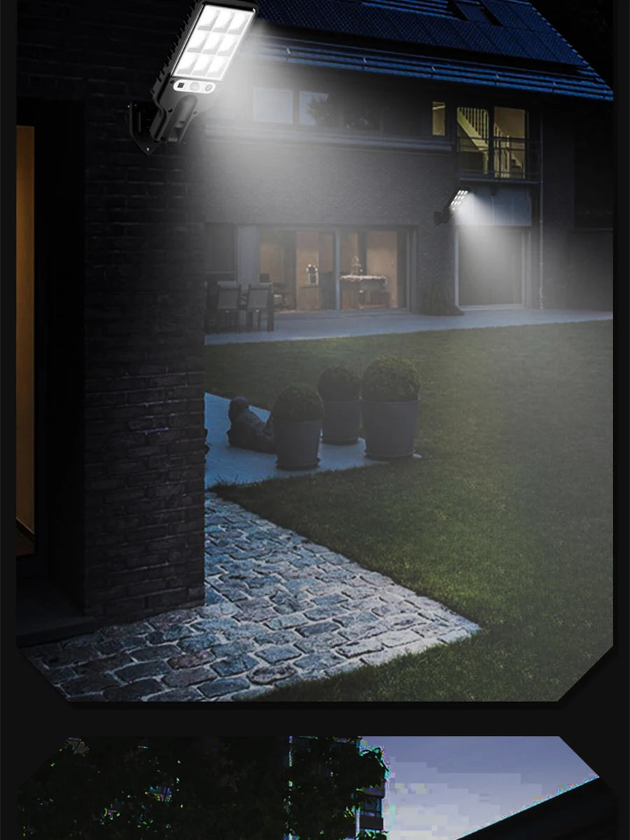 FAMCDC 4 Pack Solar Street Lights 108 COB LED Outdoor Wall Lights with Remote Control and Motion Sensor Adjustable 3 Modes Suita