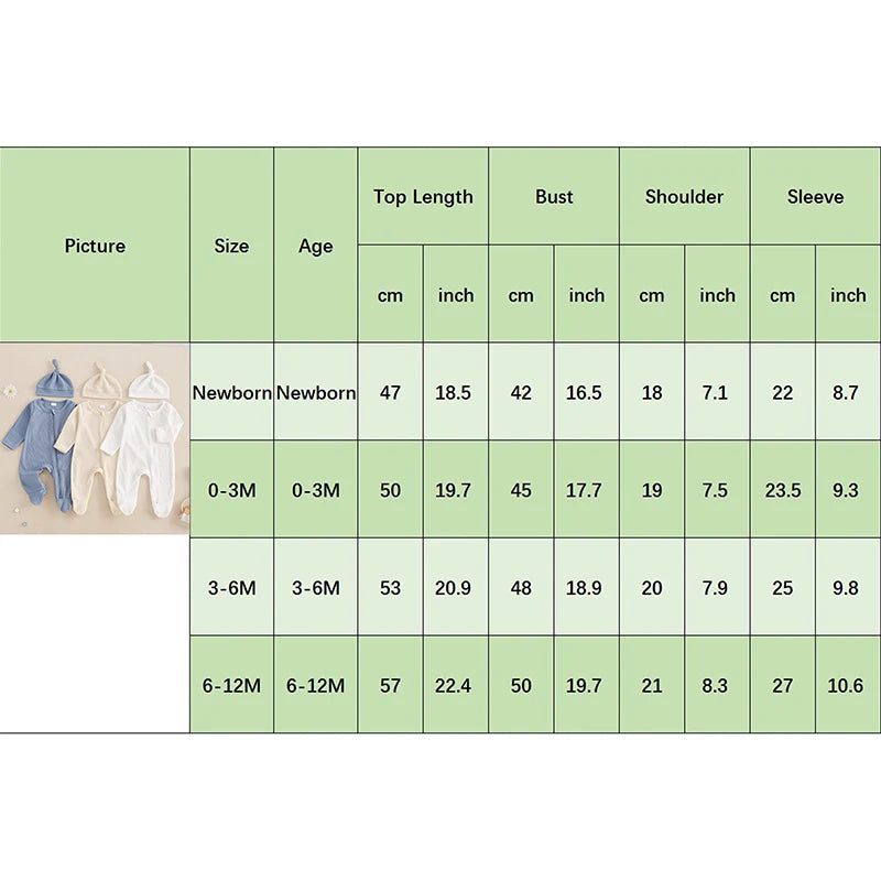 2024-09-07 Lioraitiin Newborn Baby Fall Footed Romper Solid Color Waffle Long Sleeve Crew Neck Zipper Jumpsuit with Hat