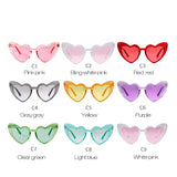 WHO CUTIE Women Sunglasses Vintage Brand Designer Red Heart Shape Pink Glitter Lens Funny Sun Glasses Girls Party Festival OM863