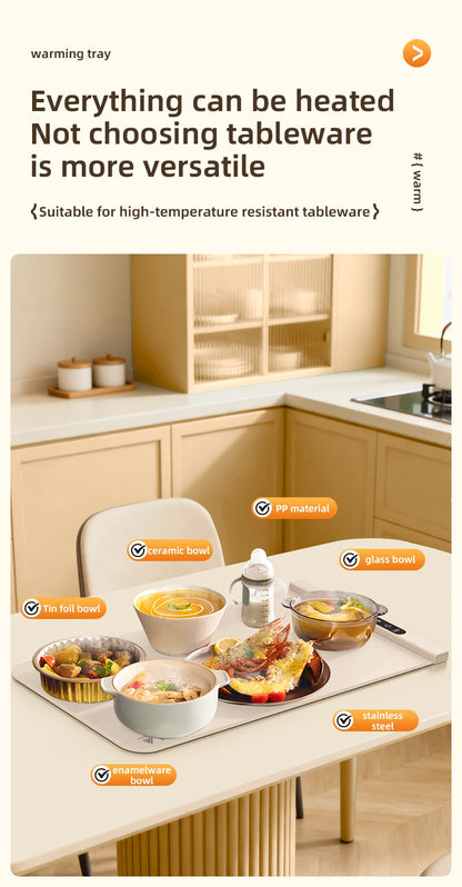 Electric Warming Tray Food Warmer Plate Foldable Portable Smart Food Fast Heating Mat Electric Warming Tray Food Warming Board