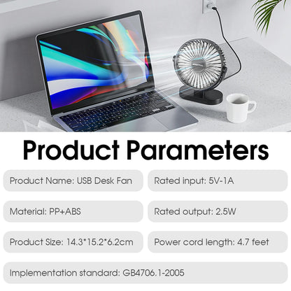 Desktop Wall Mounted Mini Electric Fan Mute 3 Speed Adjustment Portable USB Fan For Home Desk Office