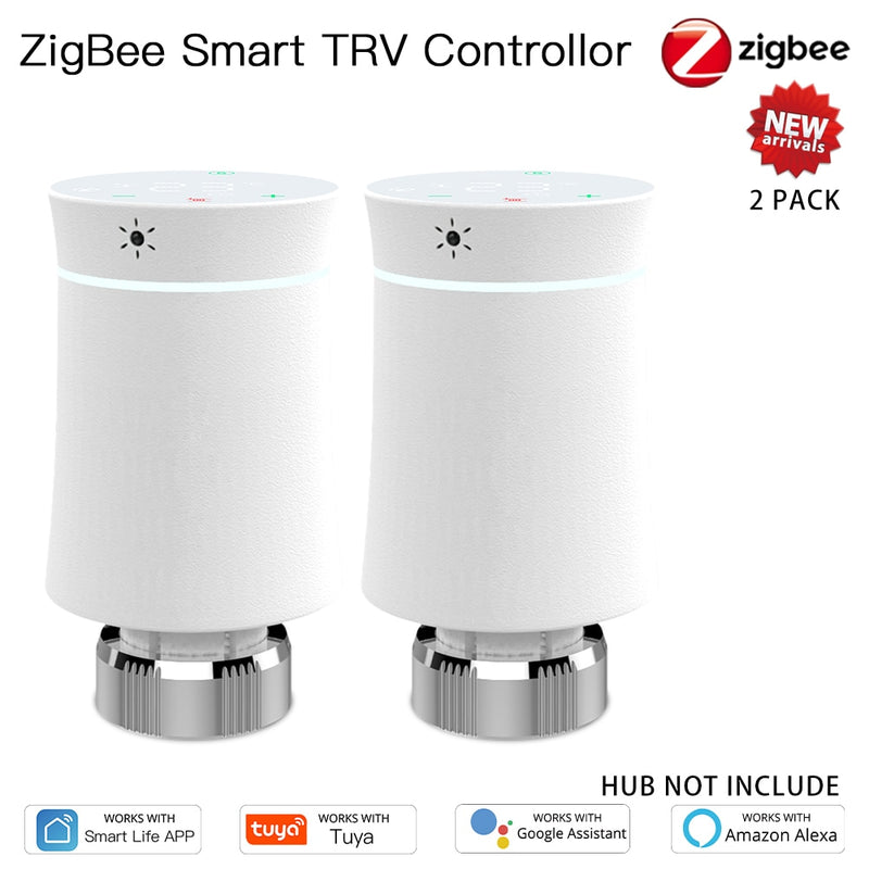 MOES ZigBee 3.0 TRV Thermostat Tuya Radiator Actuator Valve Smart Programmable Temperature Controller Alexa Google Voice Control