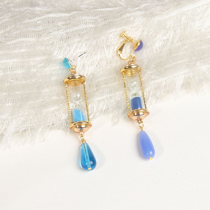 Vanitas Blue Hourglass Drop Earrings Anime The Case Study of Vanitas Earrings Anti-allergic Ear Clips Ear Bone Buckle Jewelry