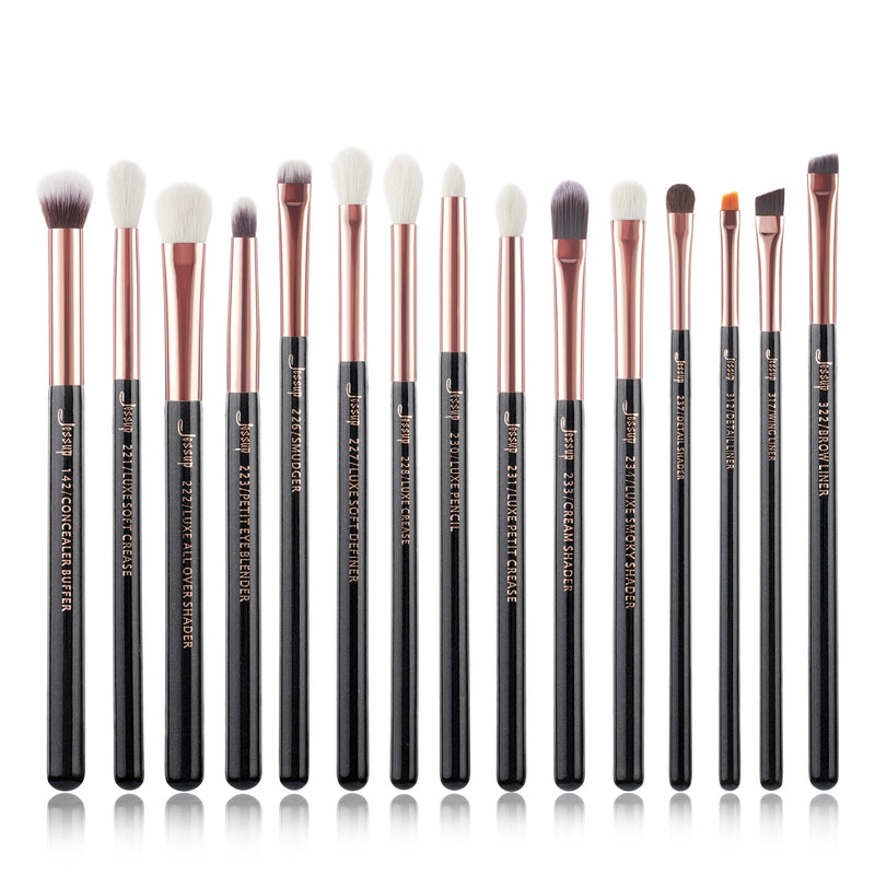 Jessup Makeup Brushes Set 6-25pcs Foundation Powder Eyeshadow Liner Brush Blending Highlighter RoseGold/Black