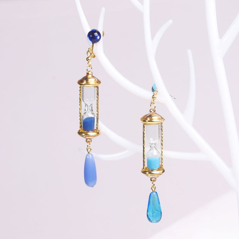 Vanitas Blue Hourglass Drop Earrings Anime The Case Study of Vanitas Earrings Anti-allergic Ear Clips Ear Bone Buckle Jewelry