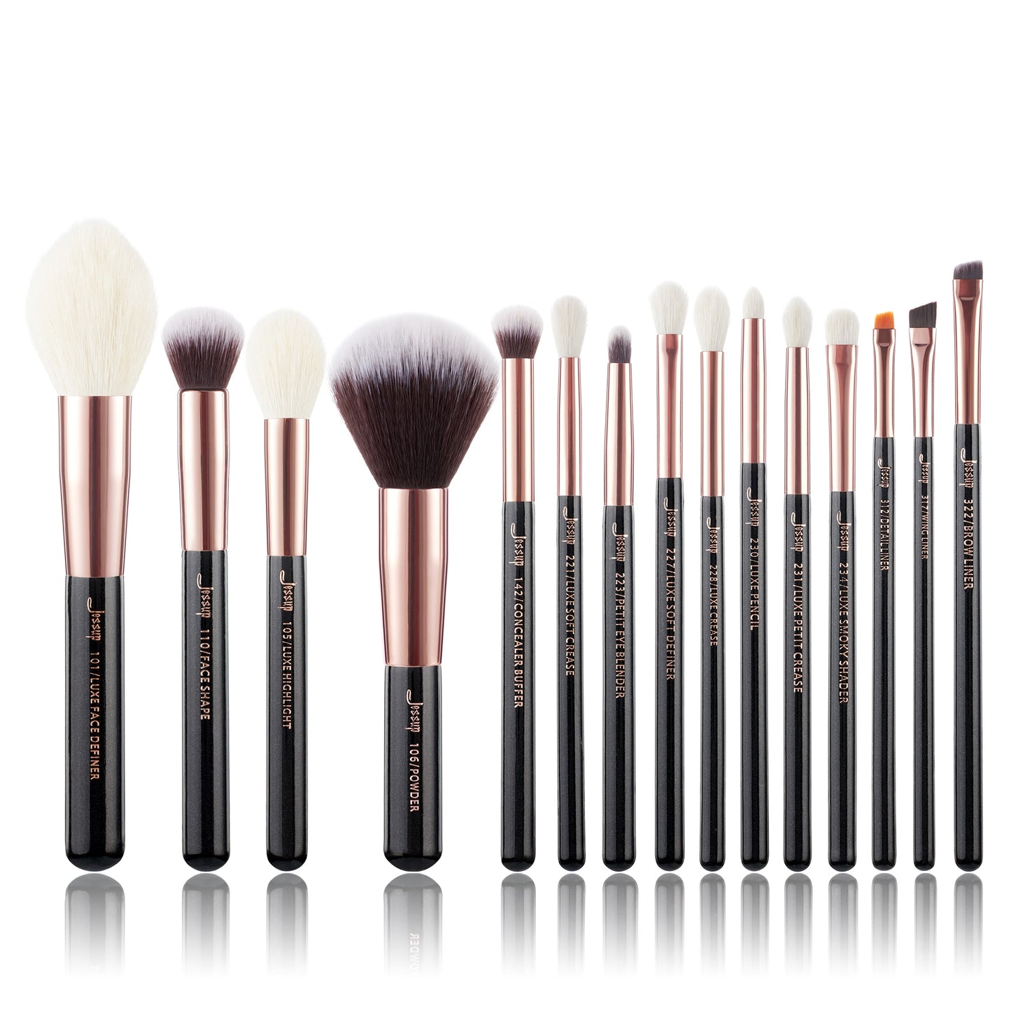 Jessup Makeup Brushes Set 6-25pcs Foundation Powder Eyeshadow Liner Brush Blending Highlighter RoseGold/Black