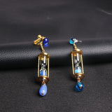 Vanitas Blue Hourglass Drop Earrings Anime The Case Study of Vanitas Earrings Anti-allergic Ear Clips Ear Bone Buckle Jewelry