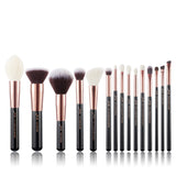 Jessup Makeup Brushes Set 6-25pcs Foundation Powder Eyeshadow Liner Brush Blending Highlighter RoseGold/Black