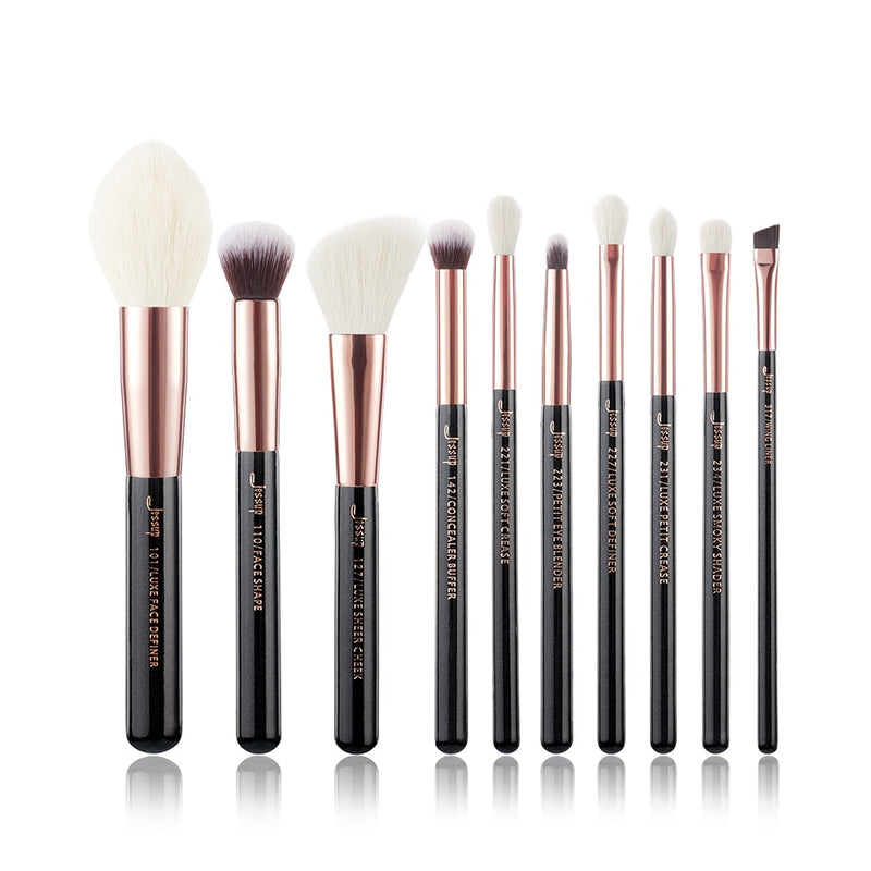 Jessup Makeup Brushes Set 6-25pcs Foundation Powder Eyeshadow Liner Brush Blending Highlighter RoseGold/Black