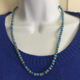 Brand-new‎ Cats-Eye Gemstone Blue & Silver Necklace. Fashion Jewelry.