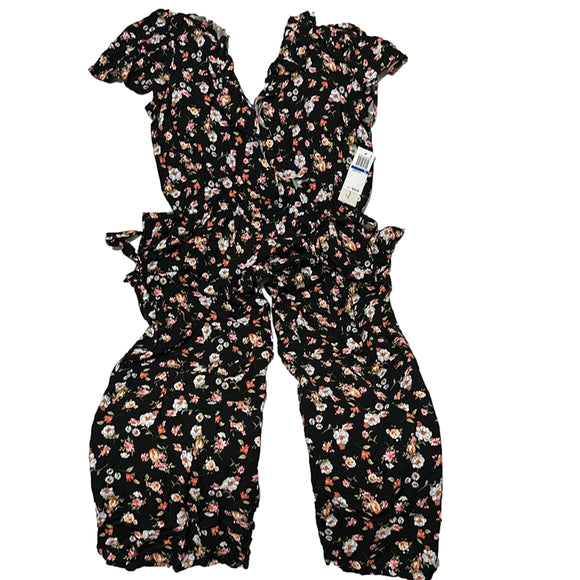 NWT Kingston Grey Women's Black Floral Ruffled Wide Leg Jumpsuit XL