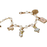 NEW ALICE IN WONDERLAND Charms Bracelet women's‎ white pearls