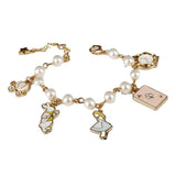 NEW ALICE IN WONDERLAND Charms Bracelet women's‎ white pearls