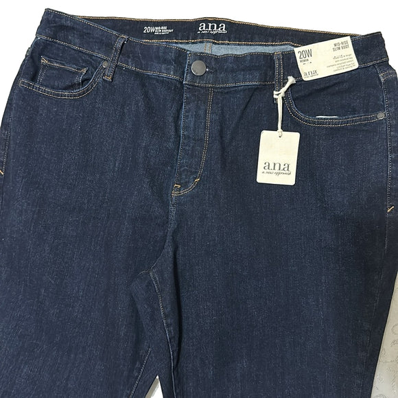 NWT ANA High Rise Denim Jeans Size 20 Women's plus