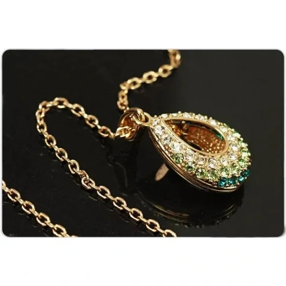 New Pretty‎ Blue Green Teardrop Crystal Necklace. Women's Fashion Jewelry