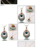 New Pretty‎ Blue Green Teardrop Crystal Necklace. Women's Fashion Jewelry