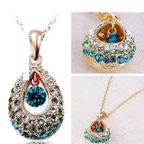 New Pretty‎ Blue Green Teardrop Crystal Necklace. Women's Fashion Jewelry