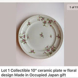 10" Ceramic Plate with Floral Design. Made in Occupied Japan‎